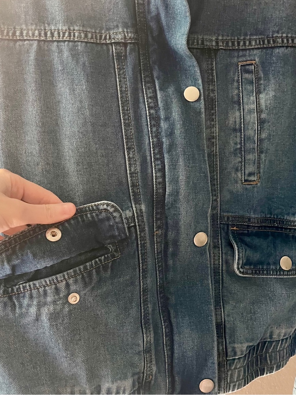 oversized boyfriend denim army bomber jacket - Picture 8 of 8